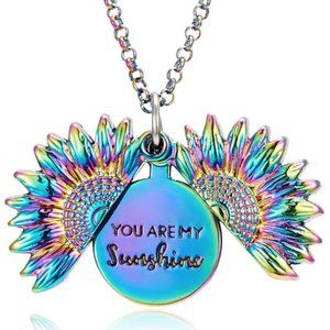 Colorful You Are My Sunshine Pendant Necklace